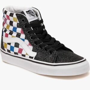 Kids Vans Checkerboard Glitter High Tops